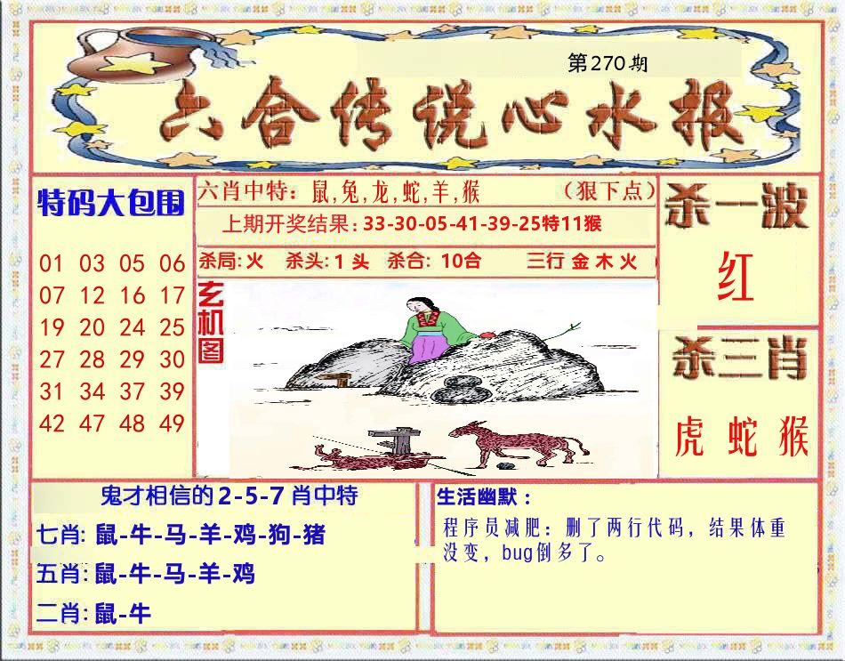 六合传说心水报 第270期