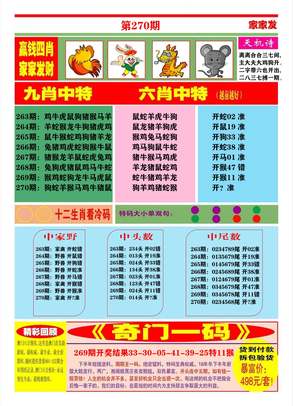 澳门家家发B 第270期