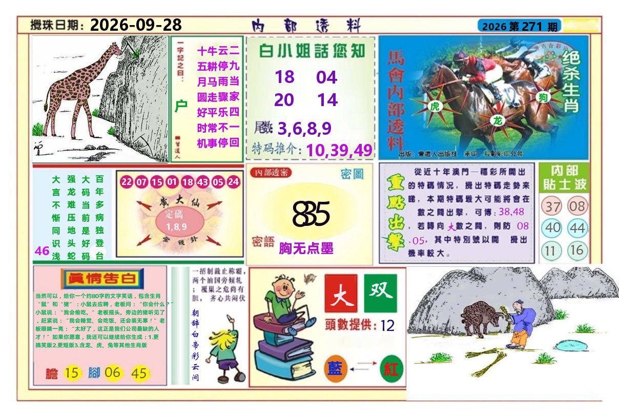 澳门内部透料A 第271期