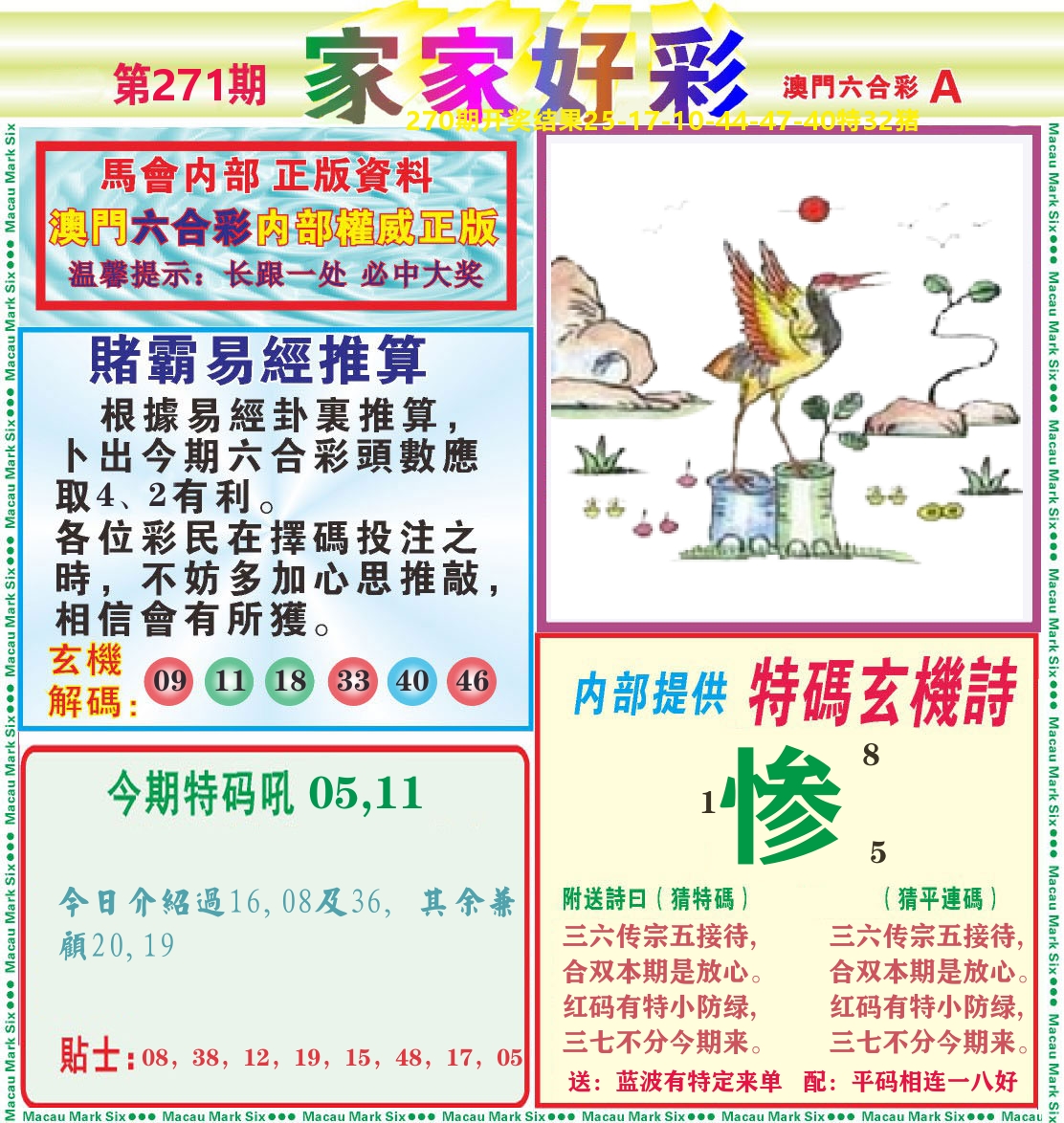 家家好彩A 第271期