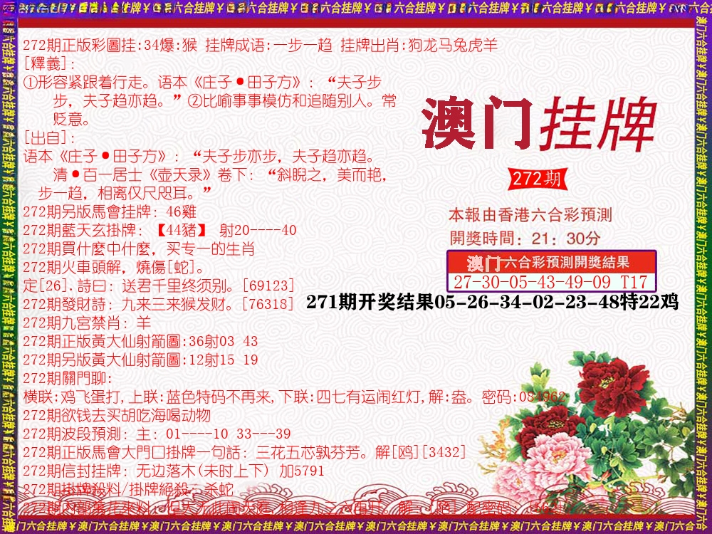 澳门挂牌 第272期