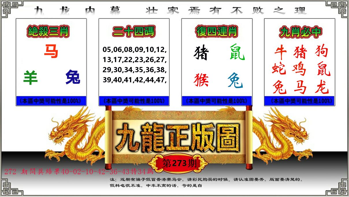 九龙正版图 第273期