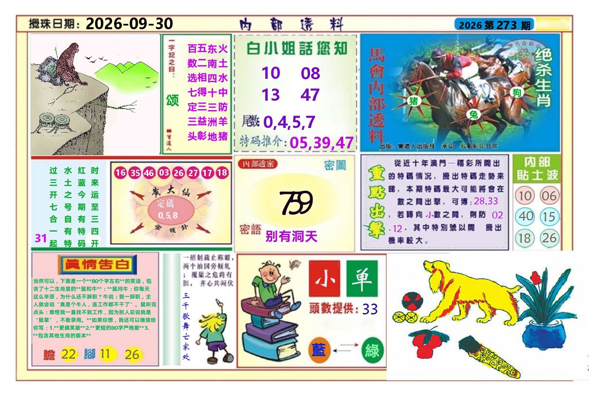 澳门内部透料A 第273期