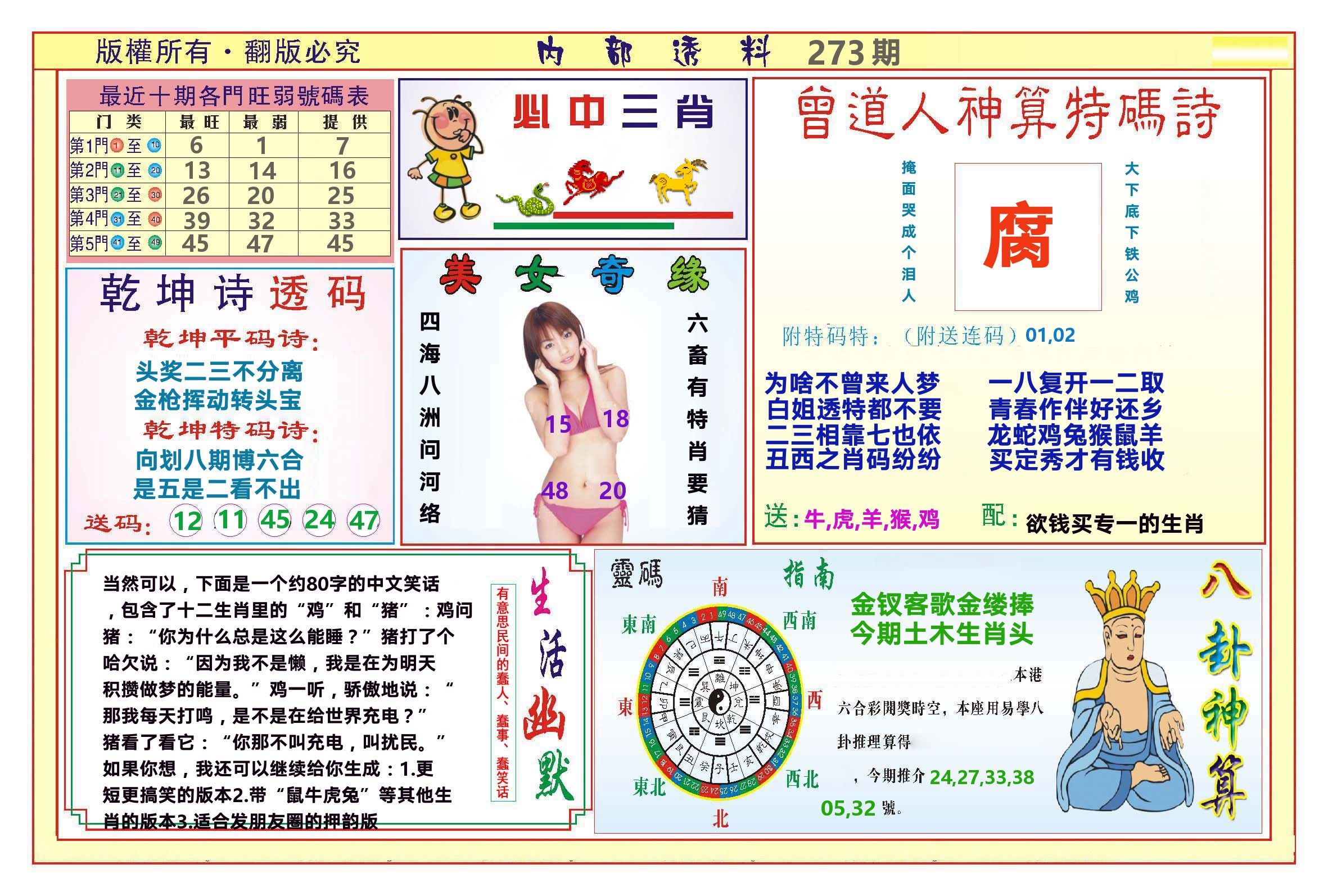 澳门内部透料B 第273期