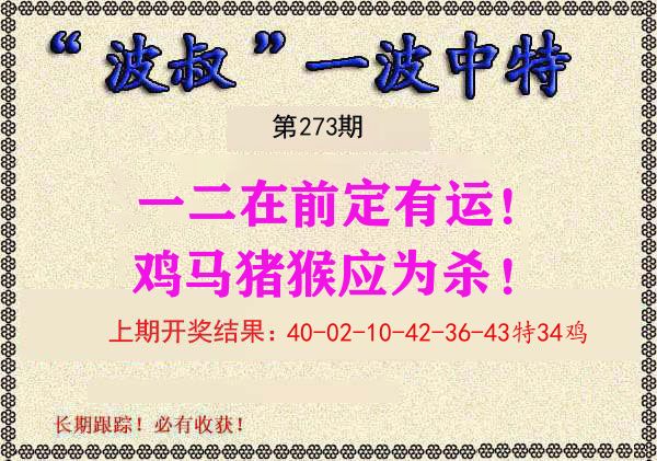 波叔中特 第273期