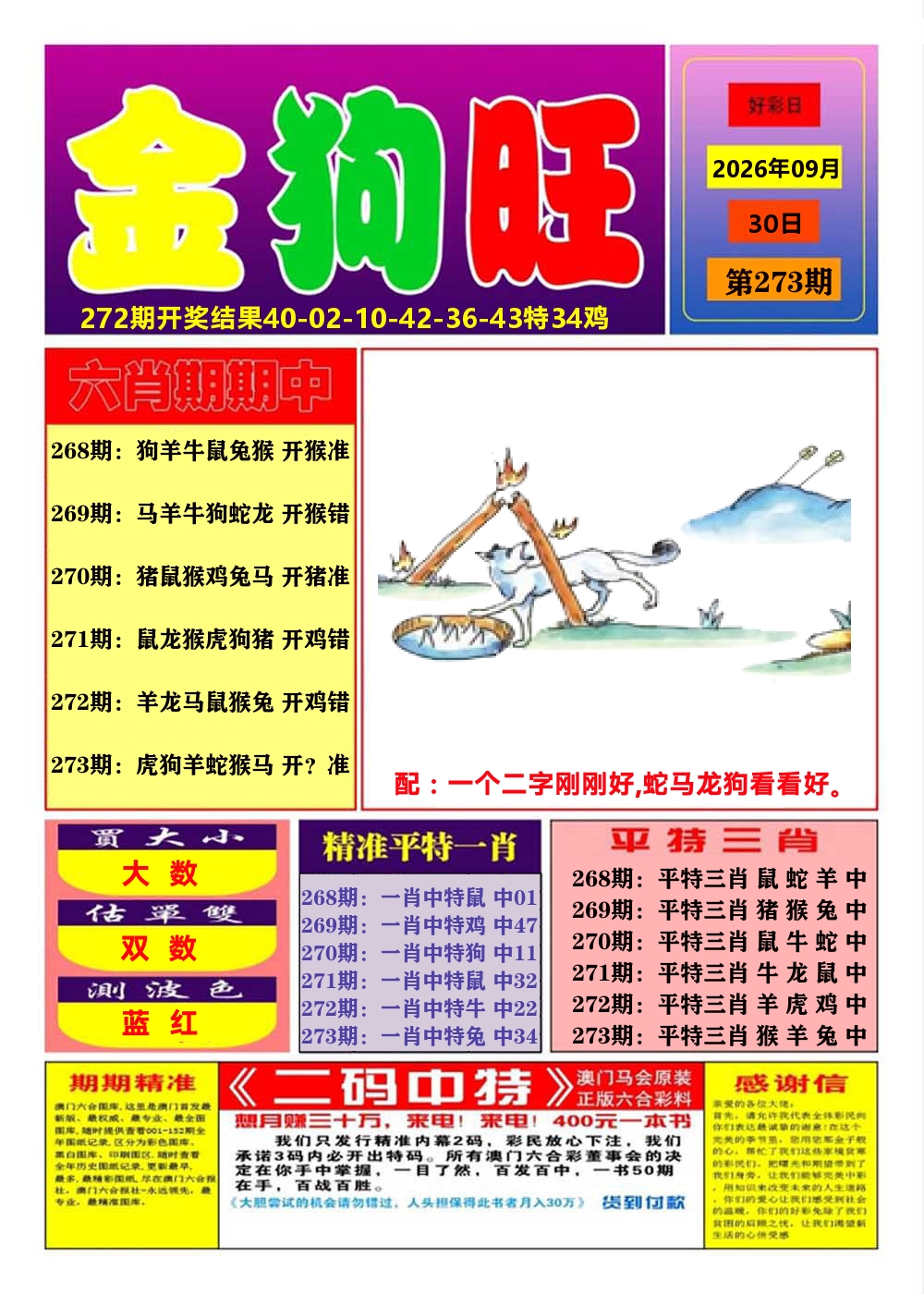 澳门金狗旺A 第273期