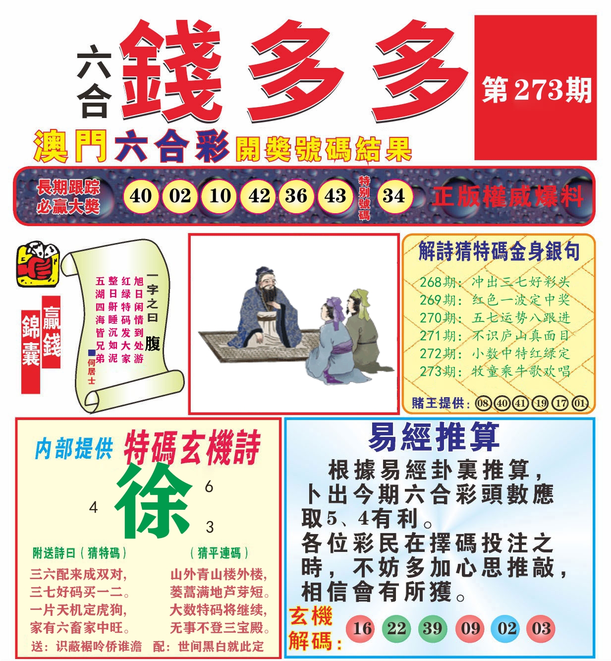 澳门钱多多B 第273期