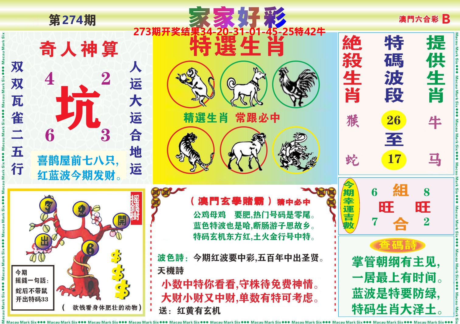 家家好彩B 第274期