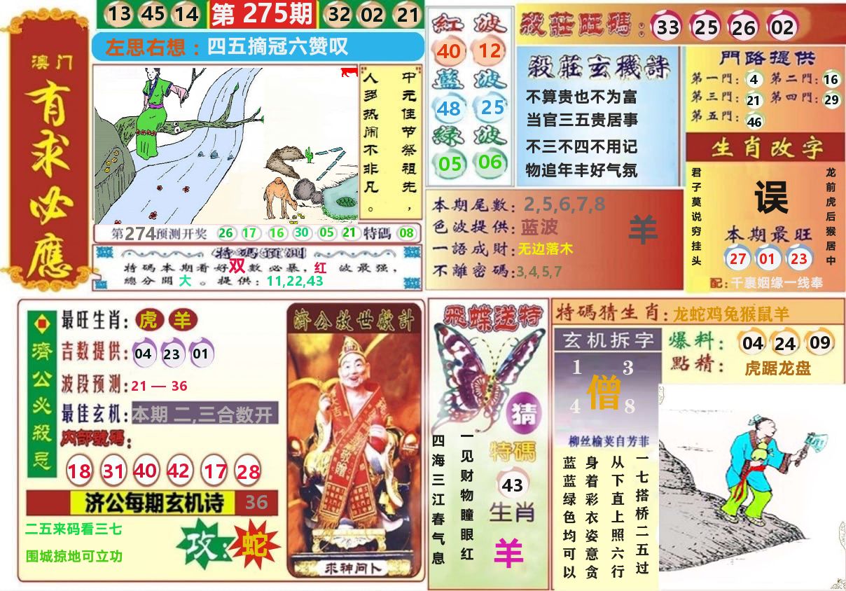澳门有求必应 第275期