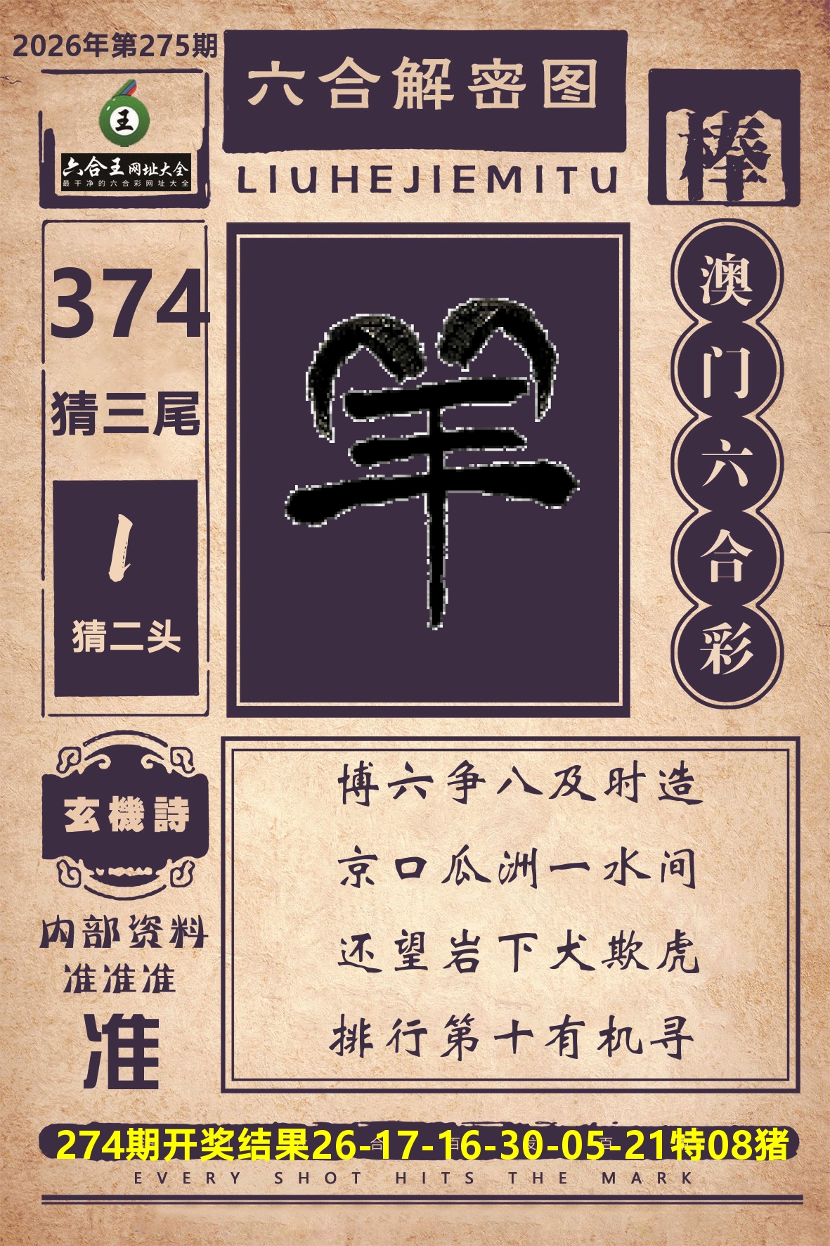 六合王六合解密 第275期