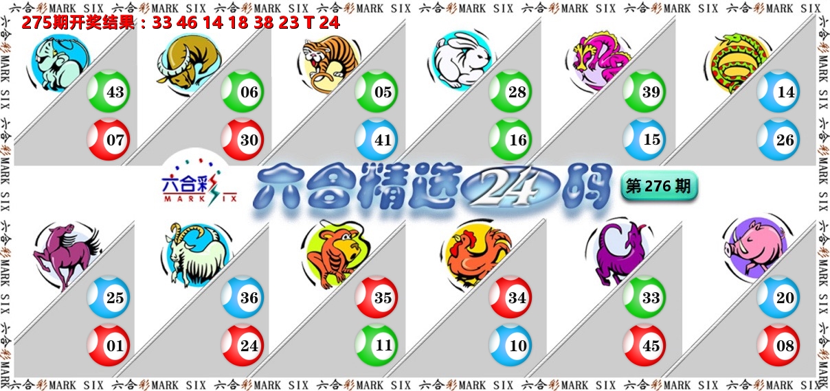 六合精选24码 第276期