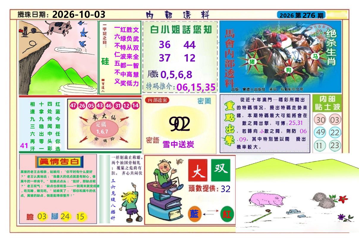 澳门内部透料A 第276期