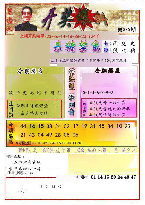 开奖爆料 第276期