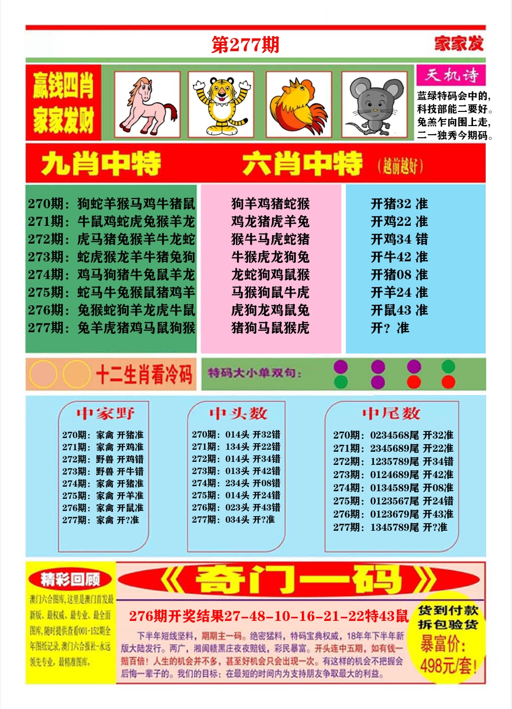 澳门家家发B 第277期