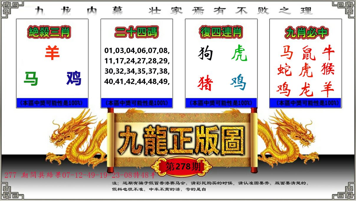 九龙正版图 第278期
