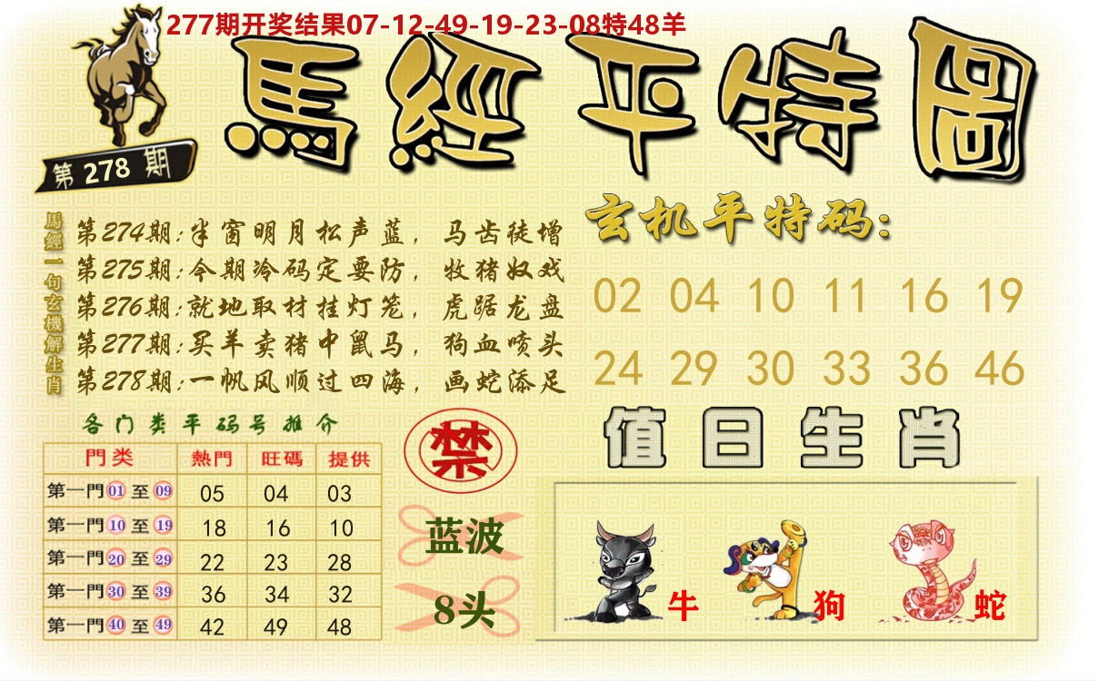 澳门平特图 第278期