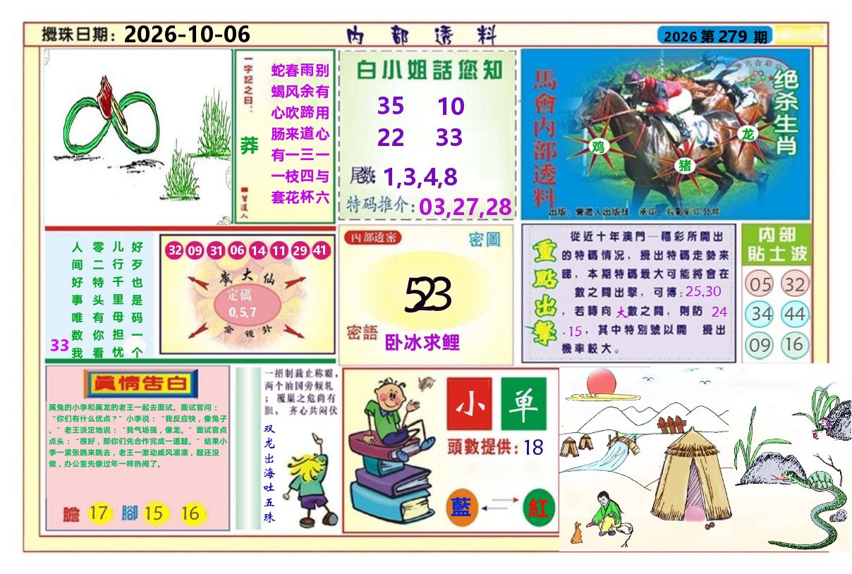 澳门内部透料A 第279期