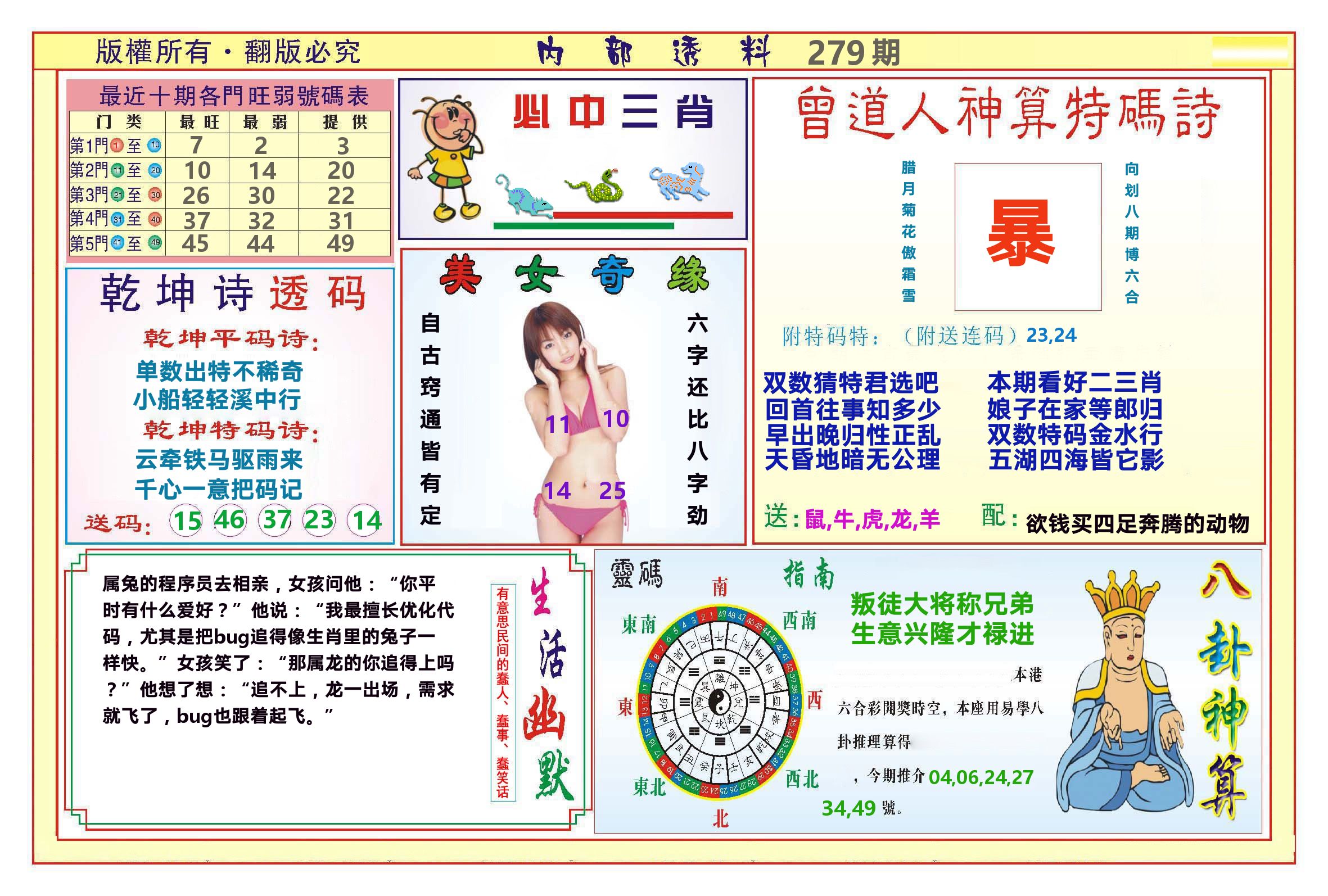 澳门内部透料B 第279期