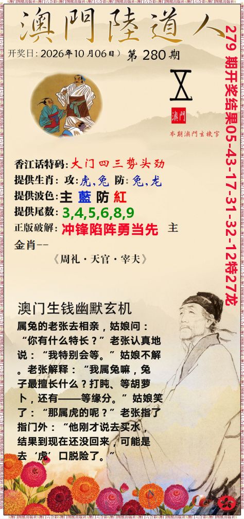 澳门陆道人 第280期