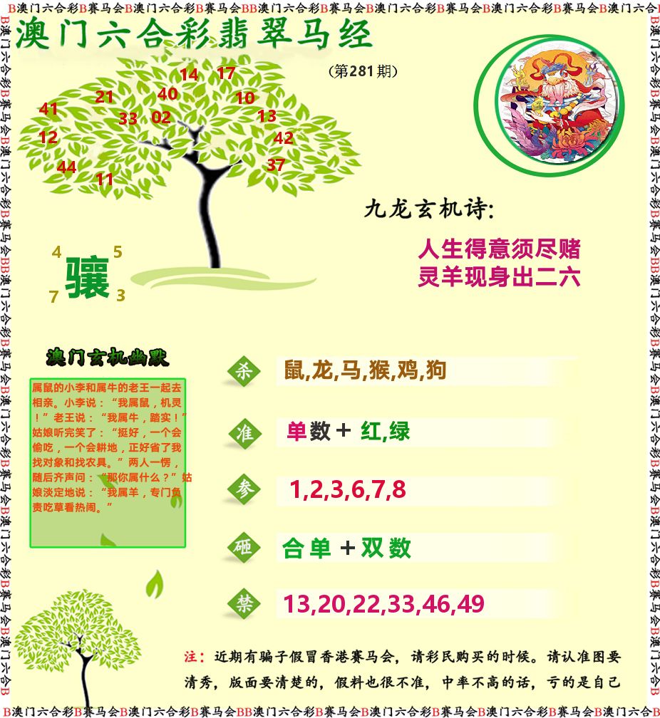 翡翠马经 第281期