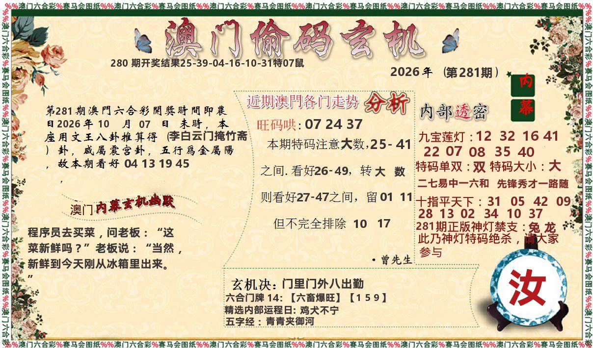 偷码玄机 第281期