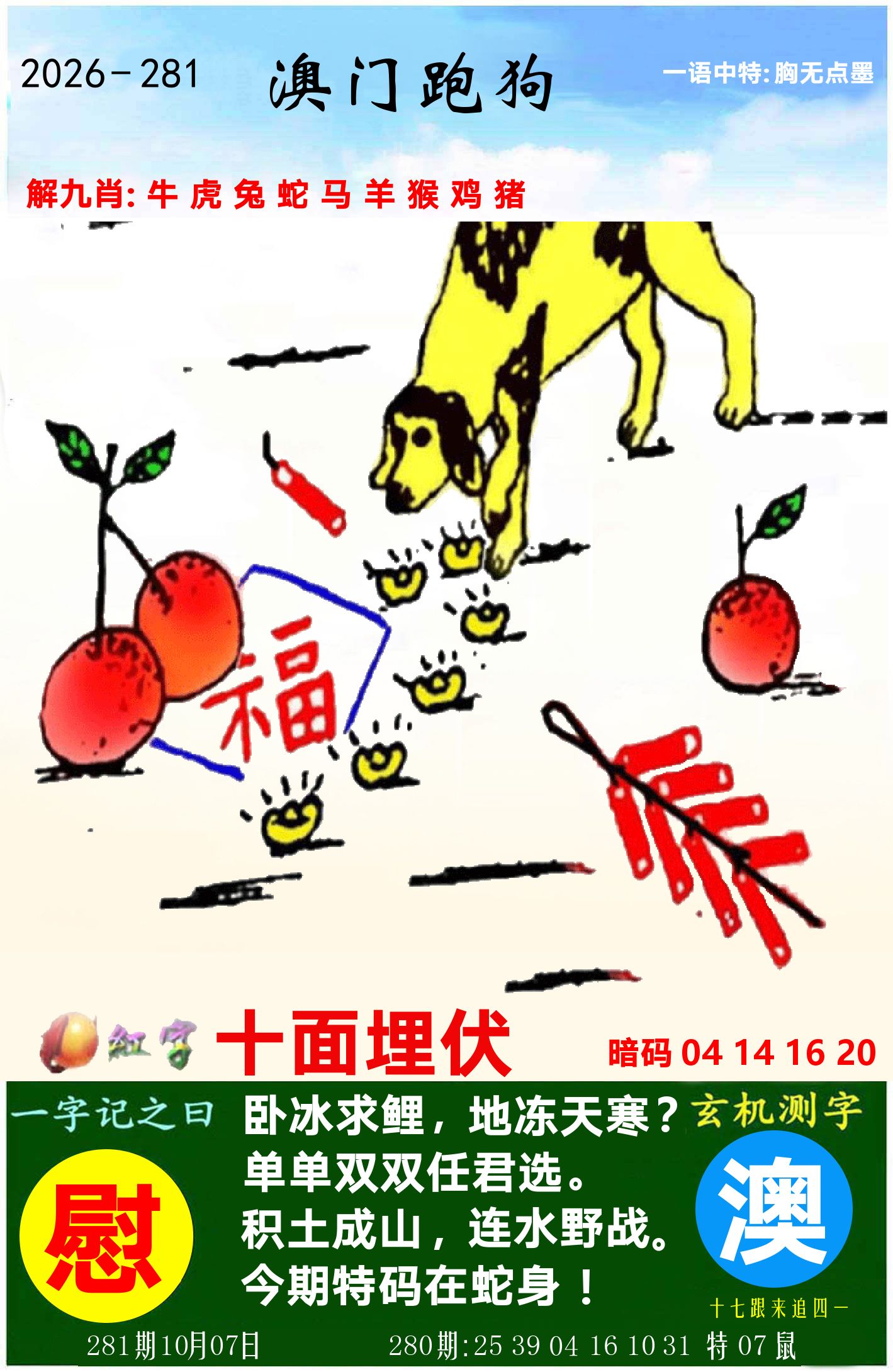 澳门跑狗图 第281期