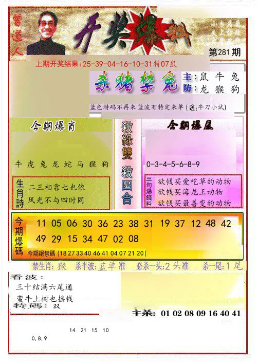 开奖爆料 第281期