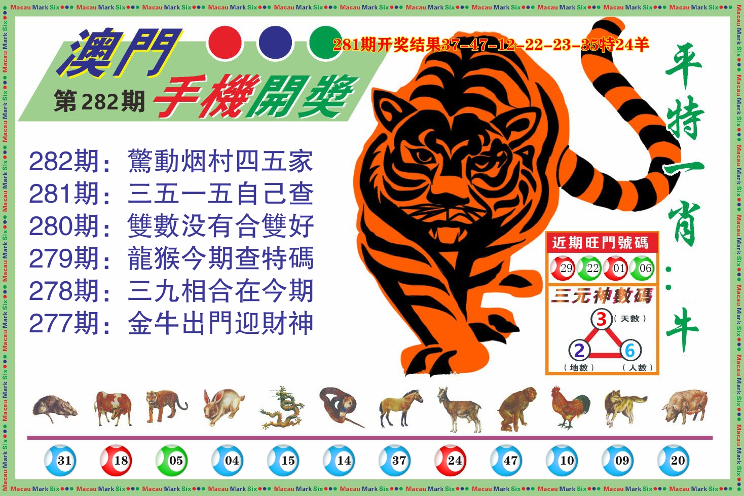 澳门开奖报 第282期