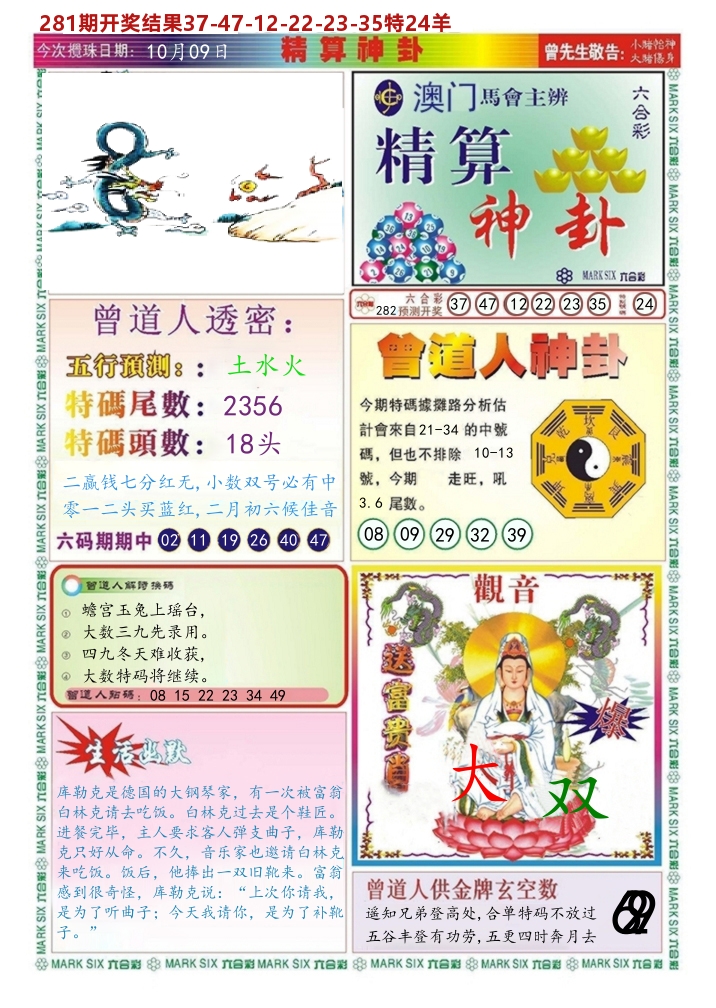 澳门精算神卦 第282期
