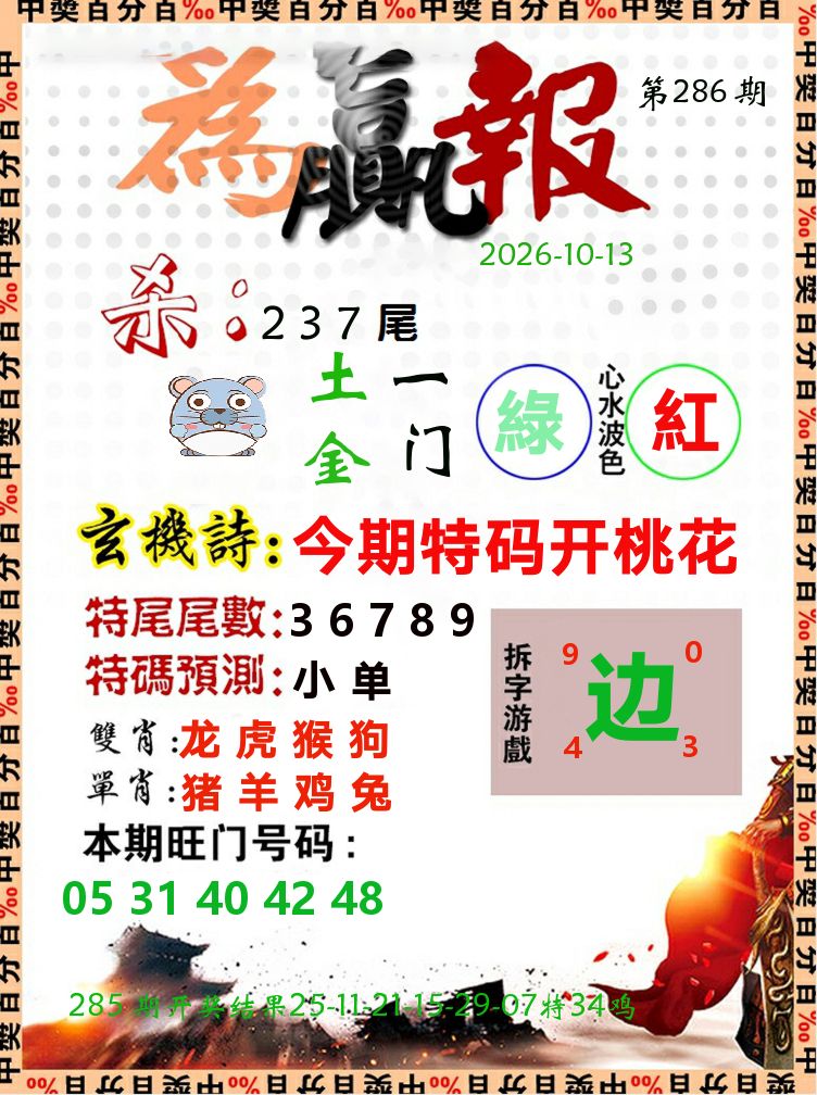 为赢报 第286期