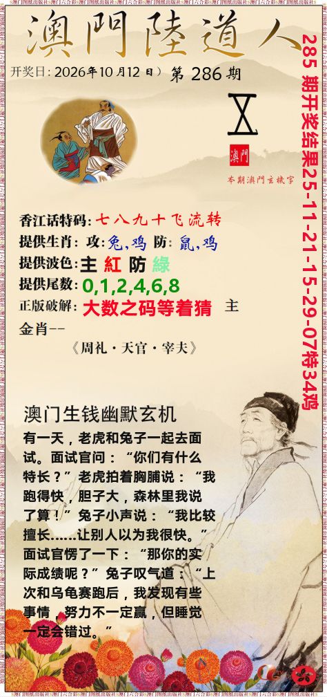 澳门陆道人 第286期