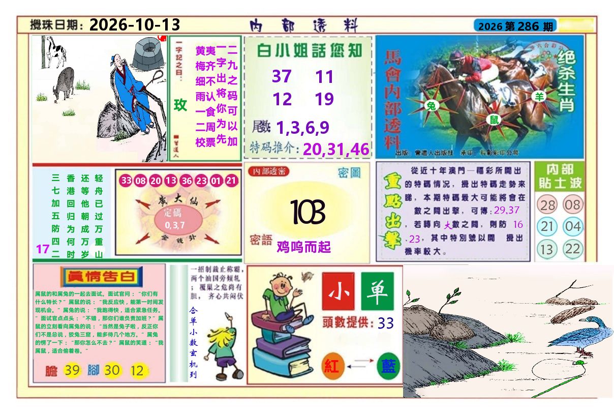 澳门内部透料A 第286期