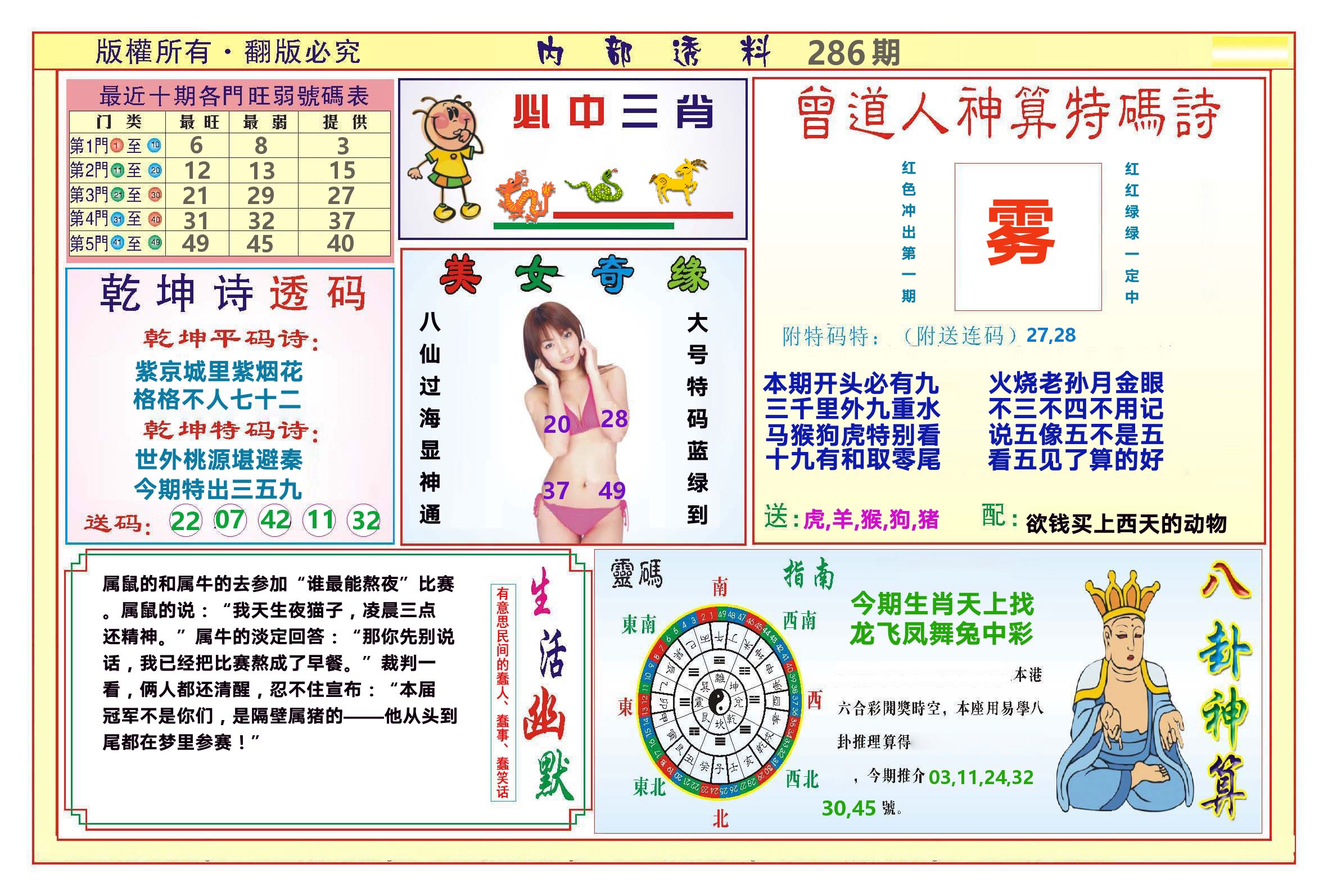 澳门内部透料B 第286期
