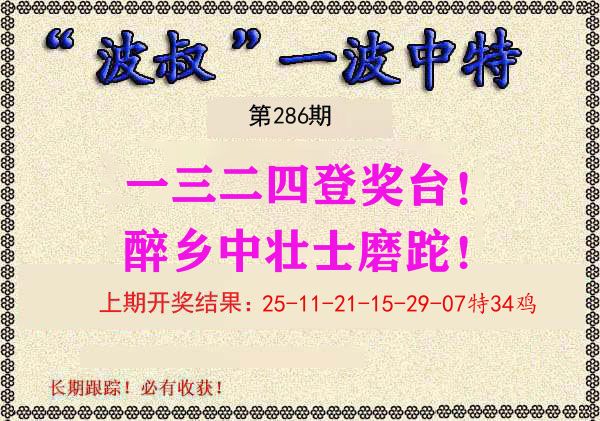 波叔中特 第286期