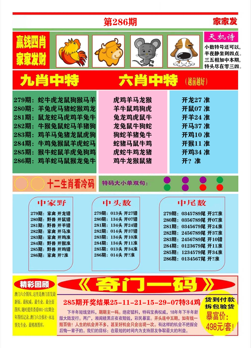 澳门家家发B 第286期