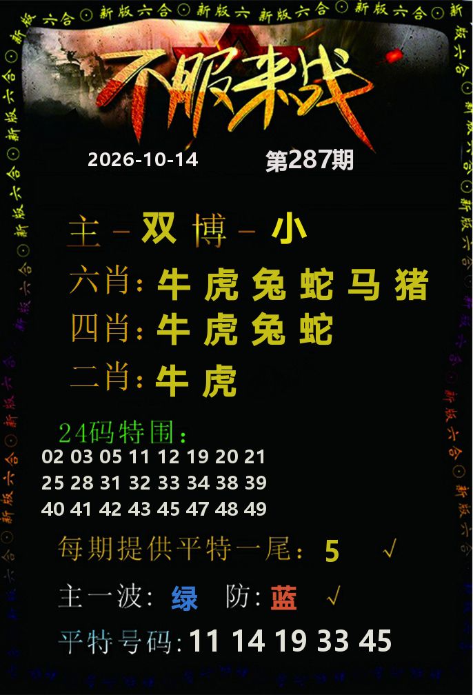 不服来战 第287期