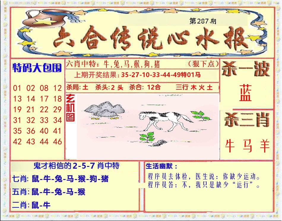 六合传说心水报 第287期