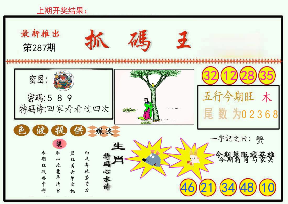 最新抓码王 第287期
