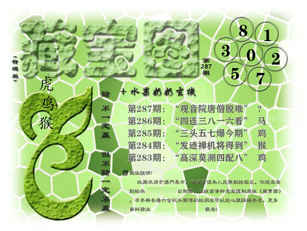 藏宝图奶奶玄机 第287期