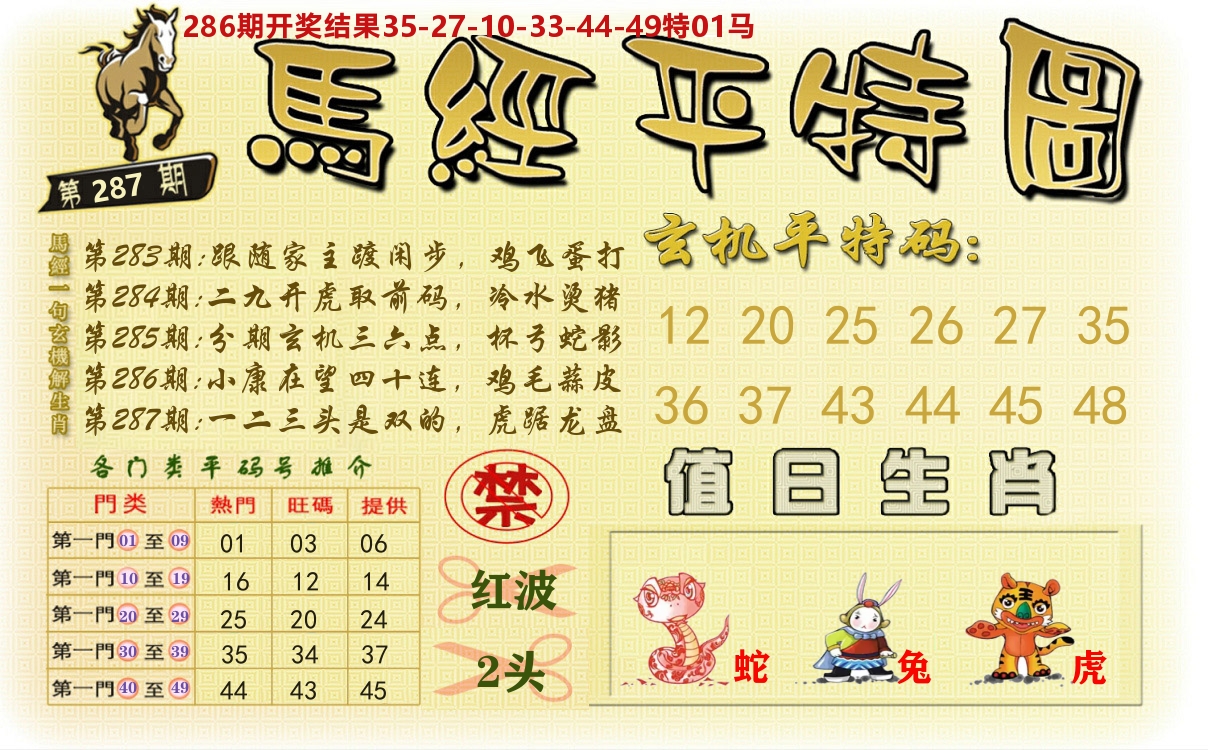 澳门平特图 第287期