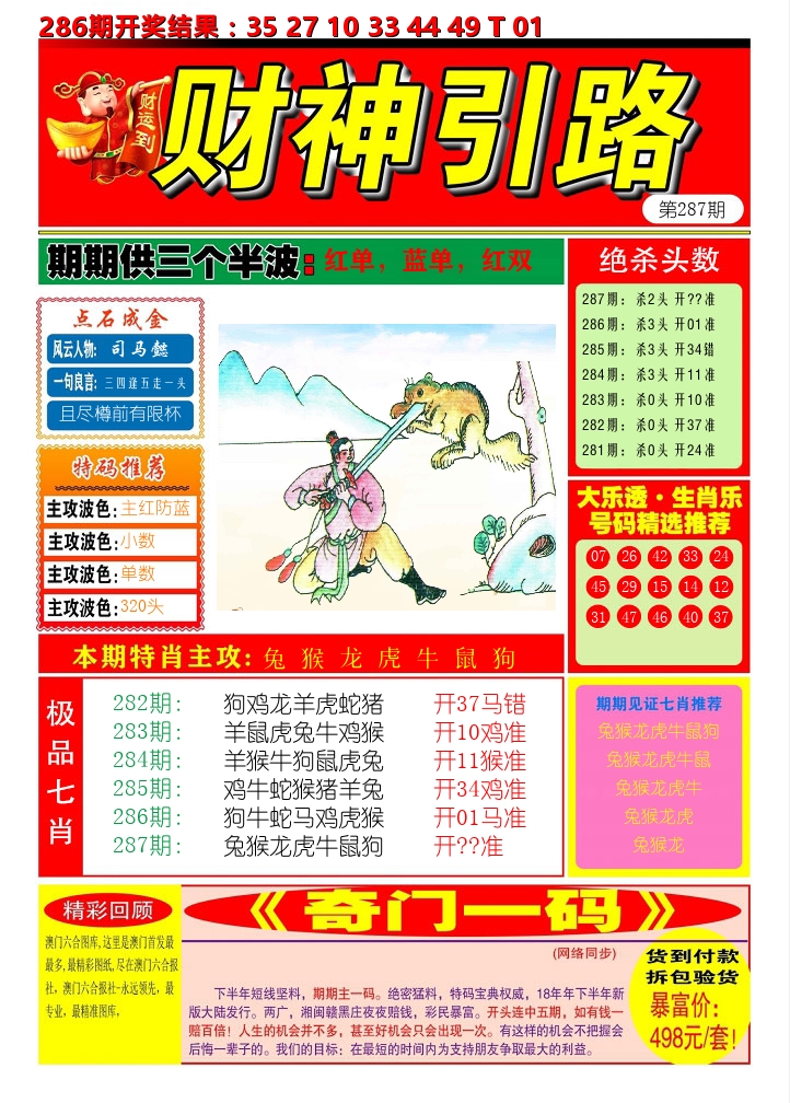财神引路 第287期