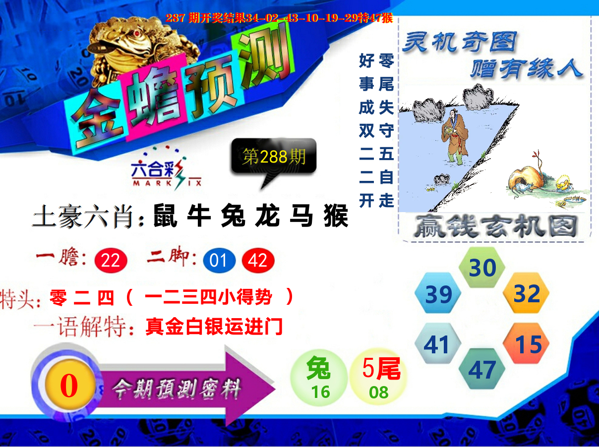 金蟾预测 第288期