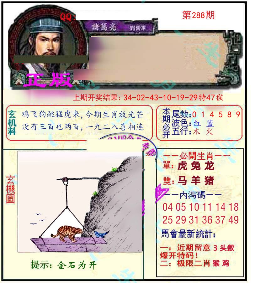 诸葛亮玄机 第288期