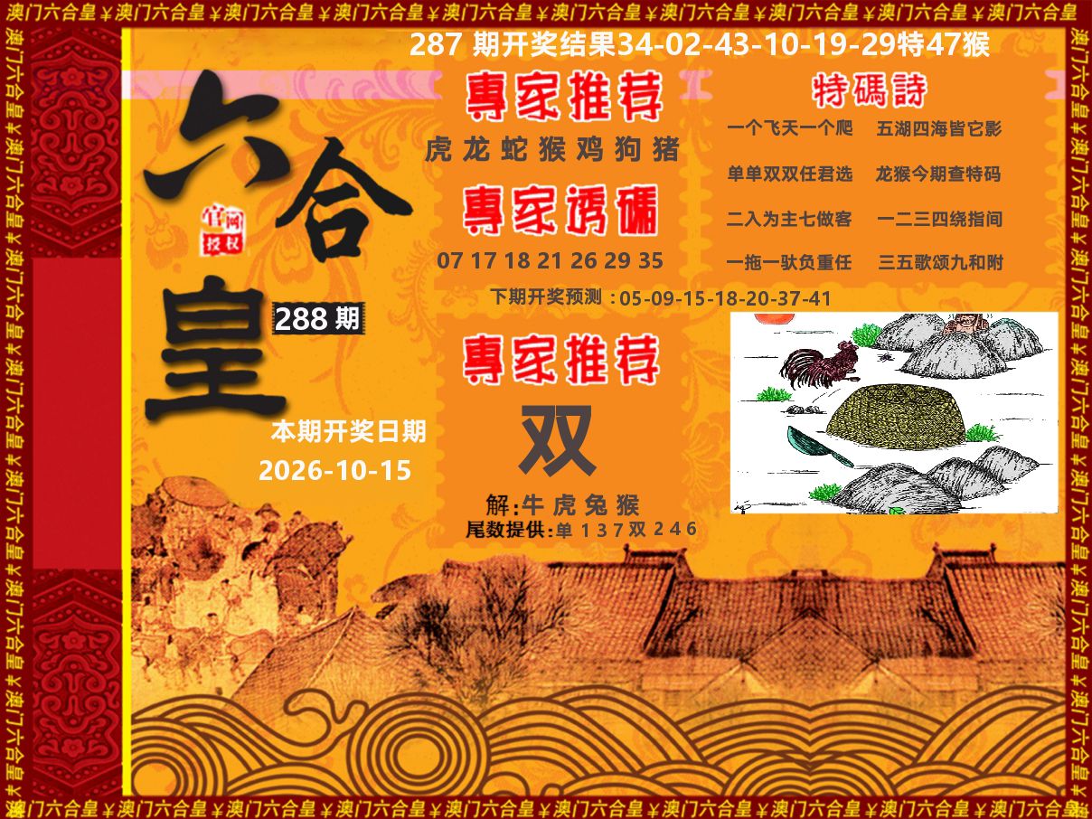 六合皇系列 第288期