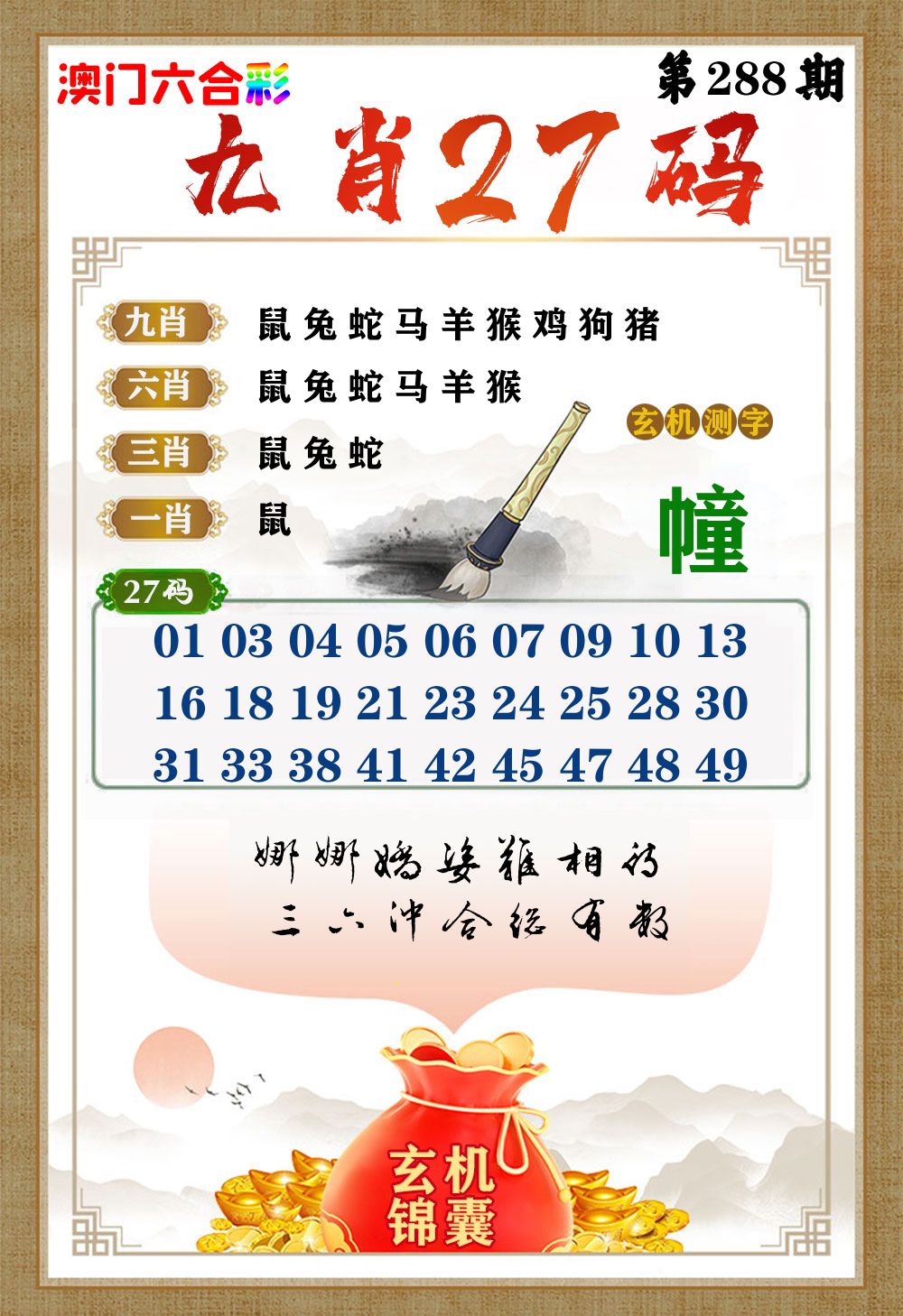 玄机锦囊 第288期