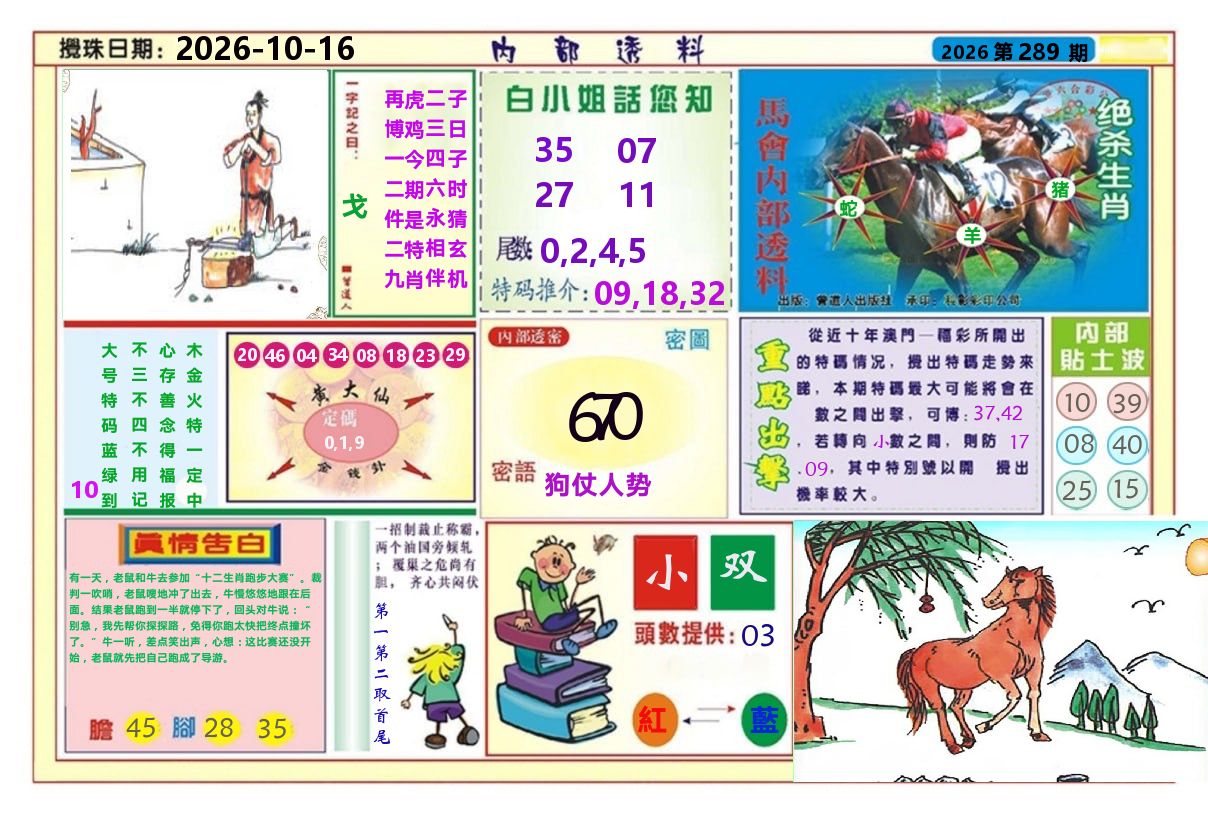 澳门内部透料A 第289期
