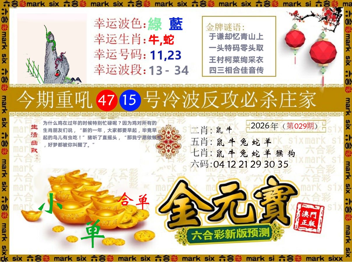 金元宝 第29期