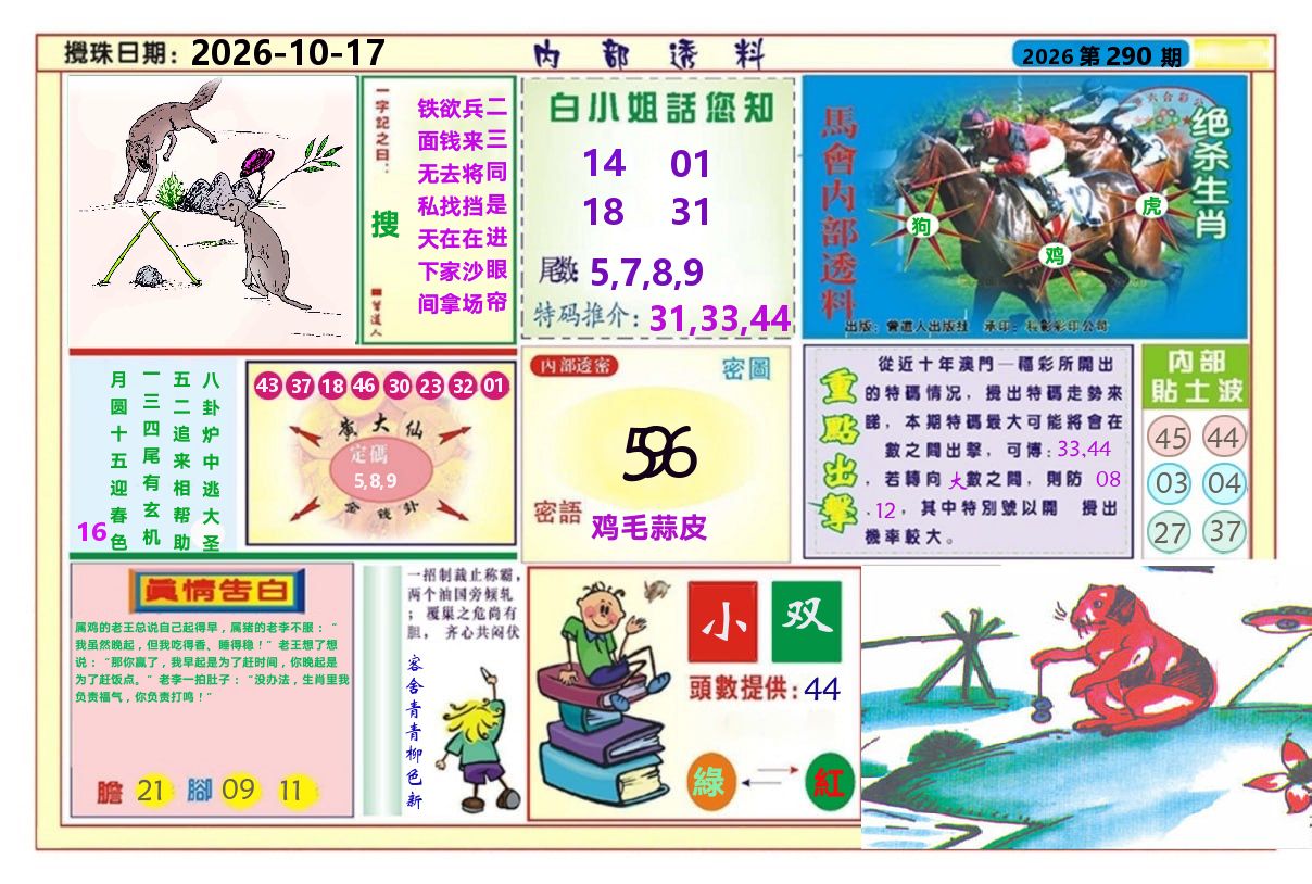 澳门内部透料A 第290期