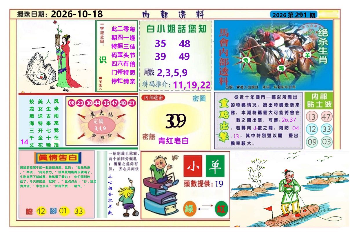 澳门内部透料A 第291期