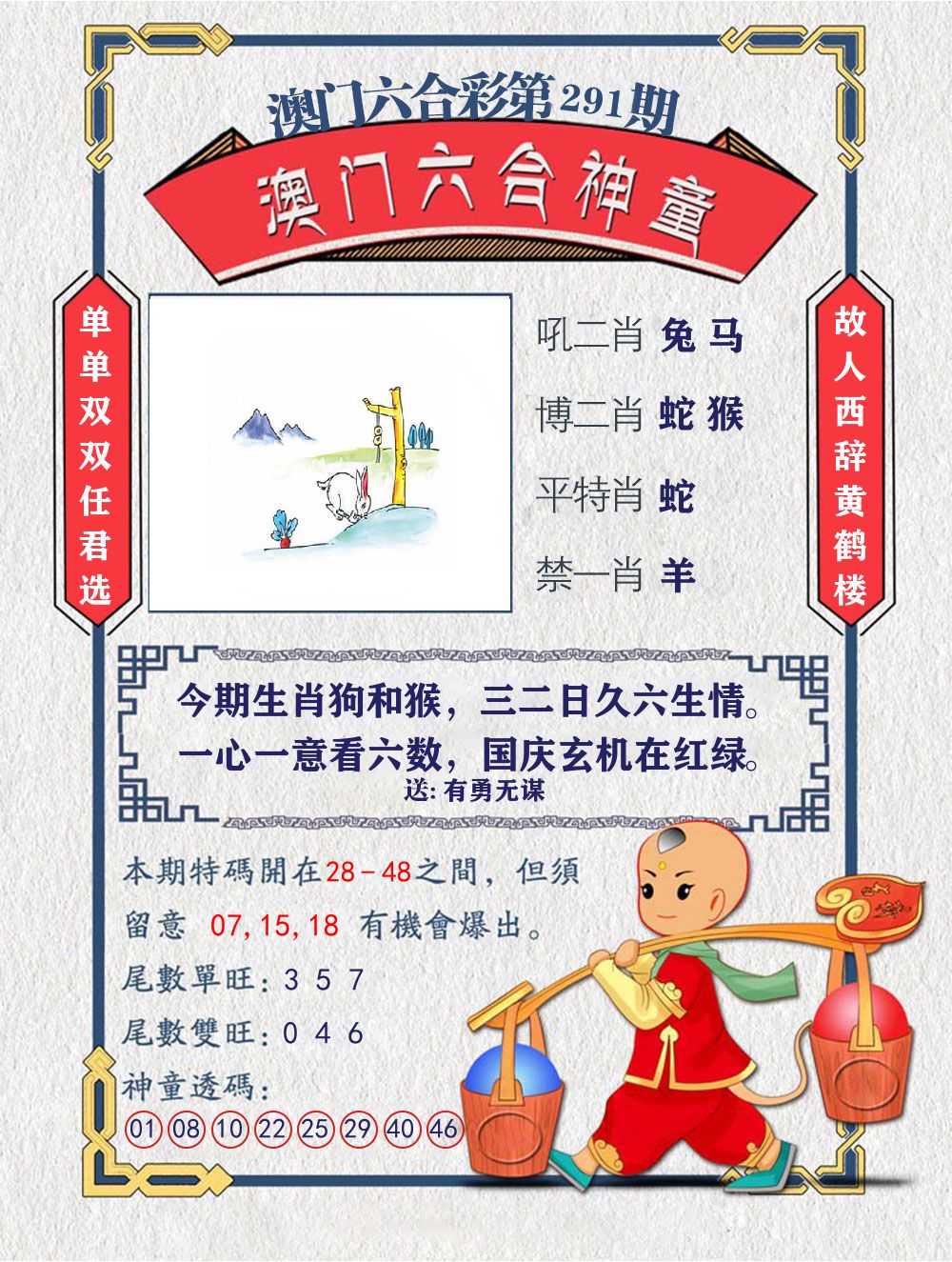 六合神童 第291期